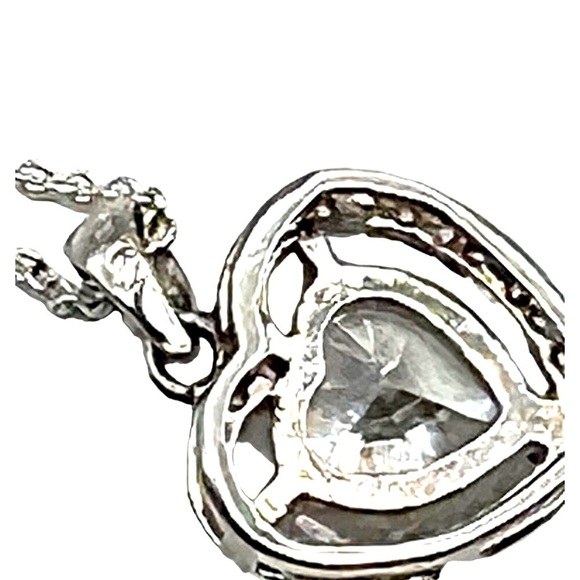 Heart-Shaped Cubic Zirconia Pendant Necklace In 925 Sterling Silver.   A38 - Picture 8 of 10